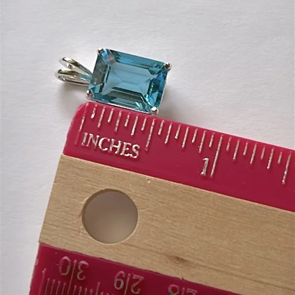 Blue Topaz Sterling Pendant - Picture 4 of 10